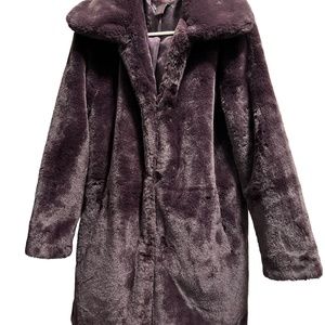Christian Siriano Deep Purple Faux Fur Coat. Medium
